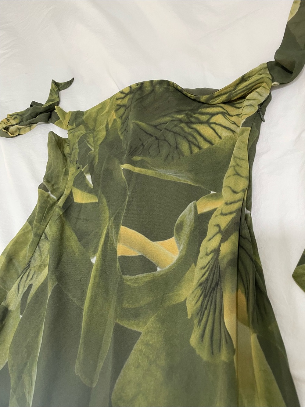 Peppermayo Olive Green Floral Tropical Leaves Strapless Nettle Maxi Dress - Picture 10 of 13